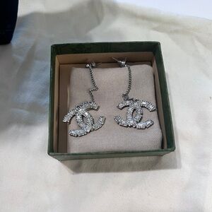 Chanel Drop Silver Earrings